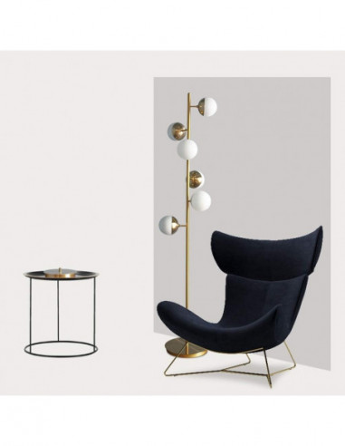 Lámpara LEÓPOLIS, pie salón, metal, dorada,...