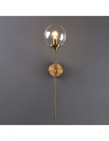 Aplique VARNA, metal dorado, tulipa transparente