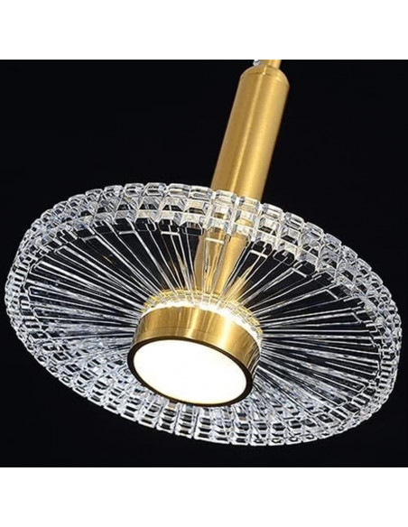 Lámpara LIPS, colgante, metal dorada, acrílico, led