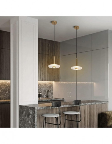 Lámpara LIPS, colgante, metal dorada, acrílico,...