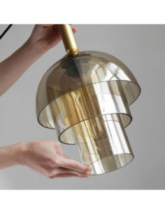 Lámpara FOLGE, colgante, metal dorada, cristal 2