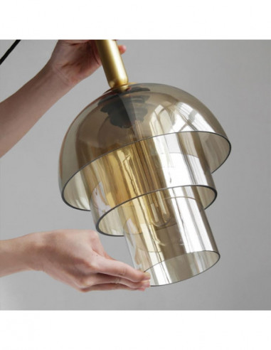 Lámpara FOLGE, colgante, metal dorada, cristal