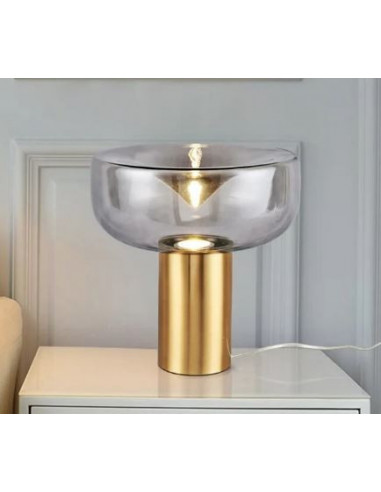 Lámpara HEROLD, sobremesa, metal dorado, tulipa...