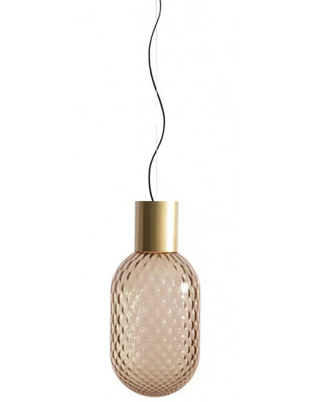 Lámpara GERA COH43, colgante, aluminio, dorada, cristal