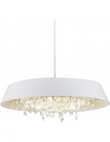 Lámpara JENA BL, colgante, metal, blanca, cristal, led