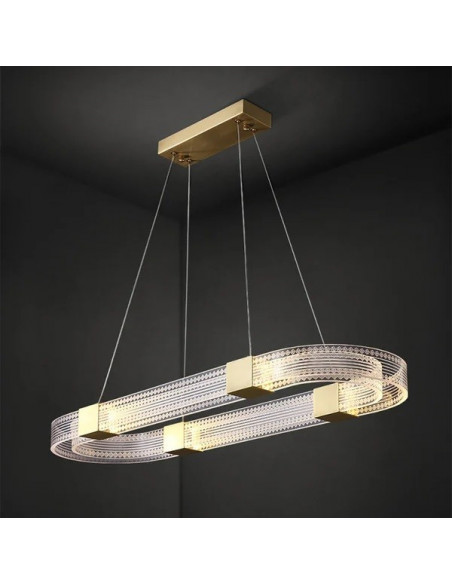 Lámpara TISSA, colgante, metal, dorada, acrílica, led