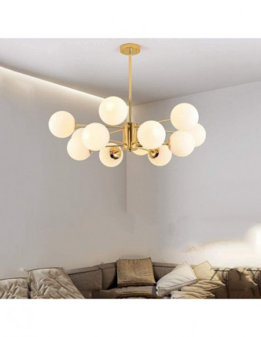 Lámpara KISSEL, colgante, metal, dorada, tulipa...