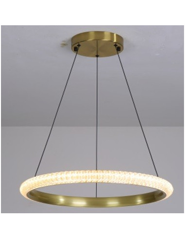 Lámpara BERKA 60, colgante, aluminio, dorada, acrílico, led