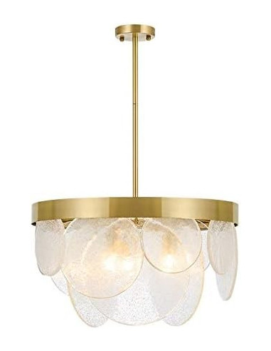 Lámpara NOHRA, colgante, metal dorada, cristal