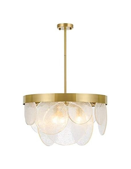 Lámpara NOHRA, colgante, metal dorada, cristal