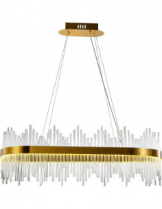 Lámpara WEIRA, colgante, metal dorada, cristal, led