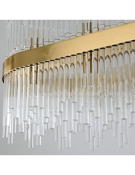 Lámpara WEIRA, colgante, metal dorada, cristal, led