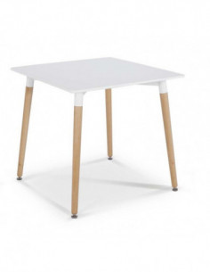 Mesa NURY  (SU), madera, tapa lacada blanca, 80 x 80 cms