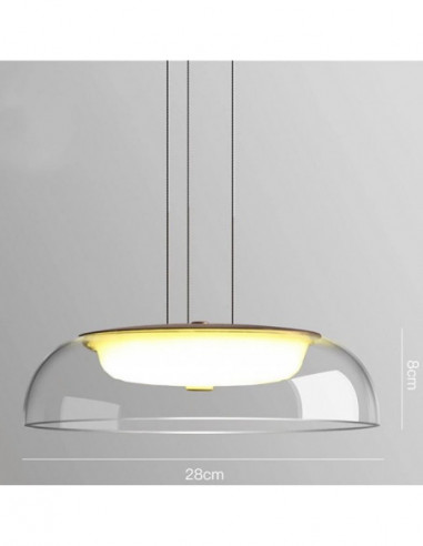 Lámpara WITTEN H80, colgante, metal, cristal, led