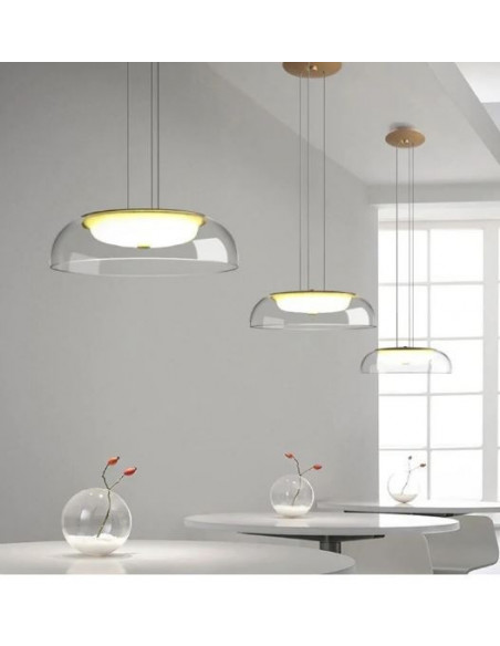 Lámpara WITTEN H80, colgante, metal, cristal, led