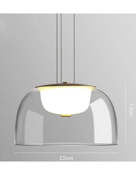 Lámpara WITTEN H130, colgante, metal, cristal, led