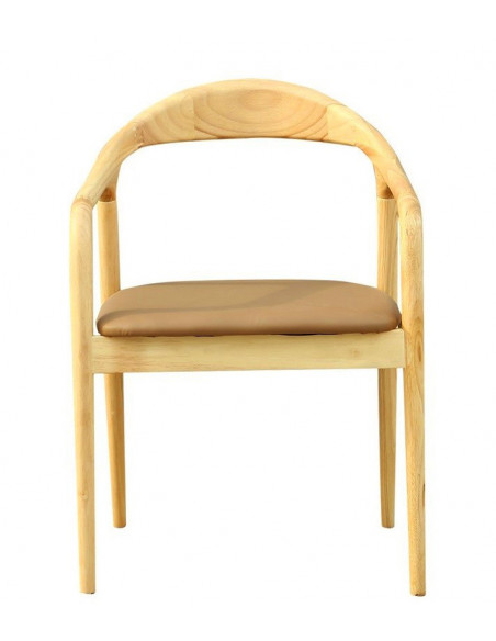 Sillón BALCANES, madera de haya, natural, similpiel marrón