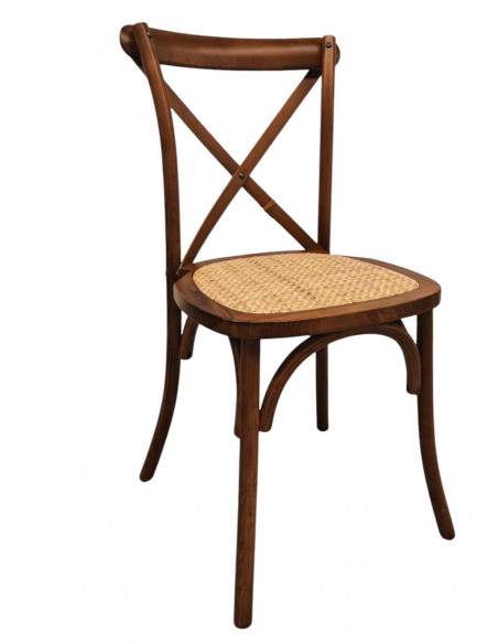 Silla CROSS SX, madera de haya, nogal, asiento de ratán