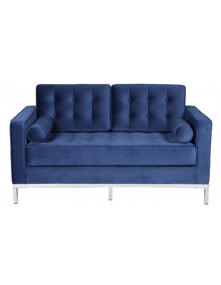 Sofá ARLES, 2 plazas, tejido velvet azul