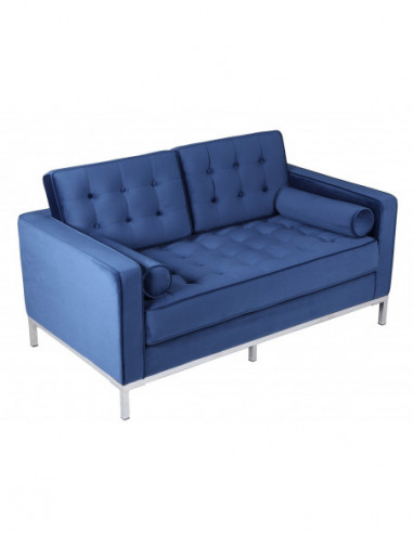 Sofá ARLES, 2 plazas, tejido velvet azul