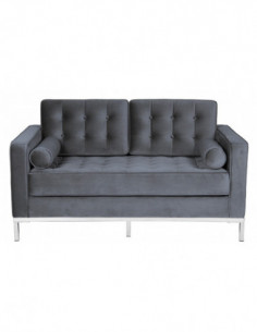 Sofá ARLES, 2 plazas, tejido velvet gris 2