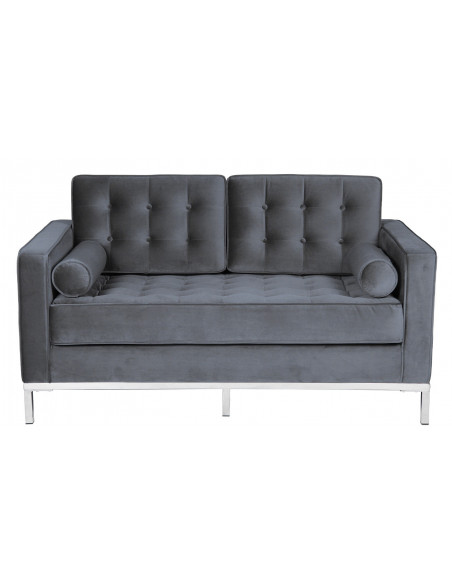 Sofá ARLES, 2 plazas, tejido velvet gris