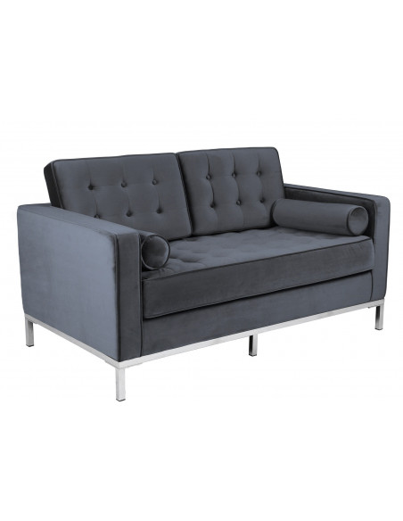 Sofá ARLES, 2 plazas, tejido velvet gris