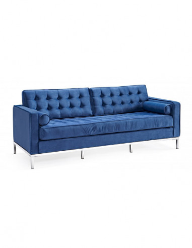 Sofá ARLES, 3 plazas, tejido velvet azul