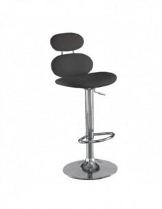 Taburete DOURO, cromado, similpiel negra