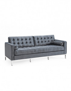 Sofá ARLES, 3 plazas, tejido velvet gris