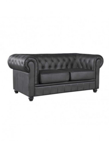 Sofá CHESTER NEW, 2 plazas, similpiel negra