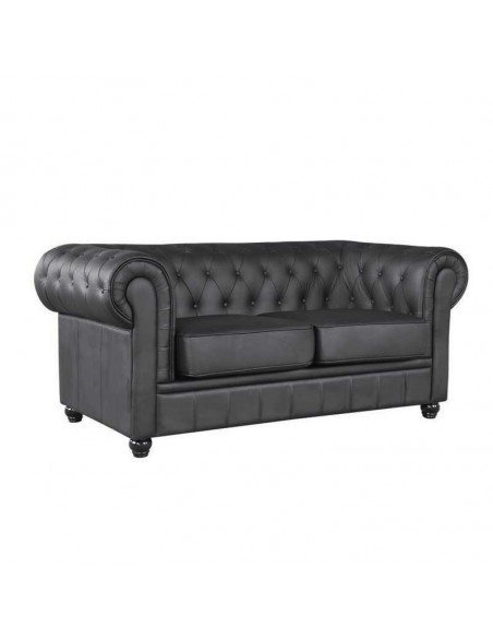 Sofá CHESTER NEW, 2 plazas, similpiel negra