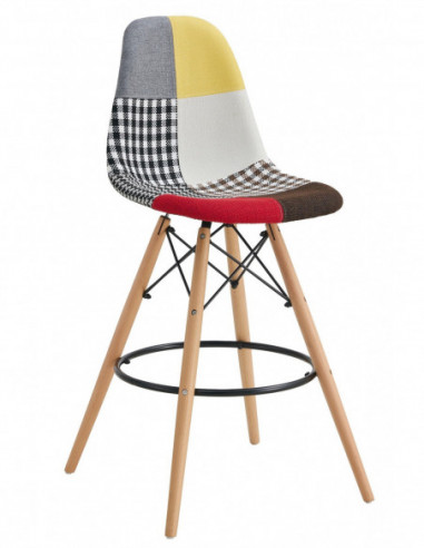 Taburete STAR PAT24, madera, tapizado patchwork 24