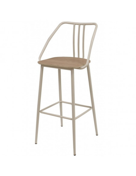 Taburete KOBE, metal, madera, blanco