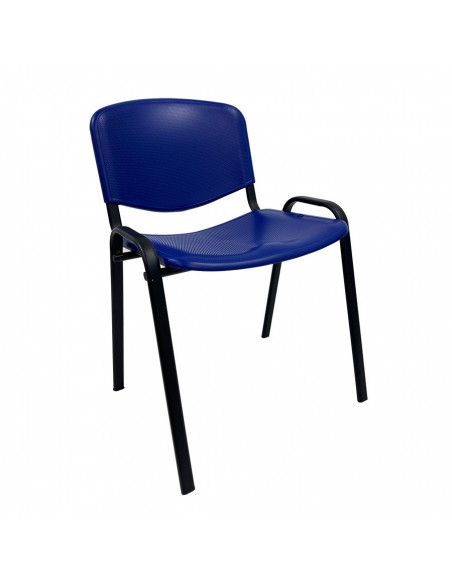 Silla NIZA, chasis negro y plástico azul