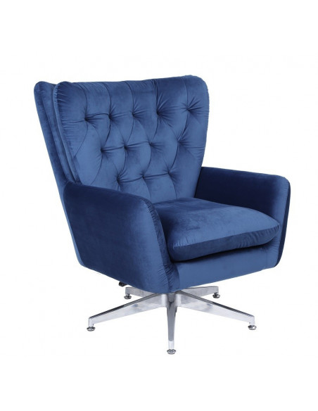 Sillón BÉCQUER, giratorio, regulable, tapizado velvet azul