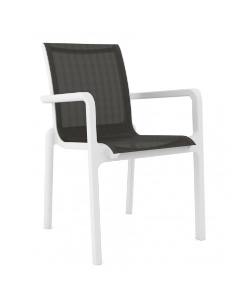 Sillón NEPTUNO, apilable, polipropileno blanco, batyline antracita