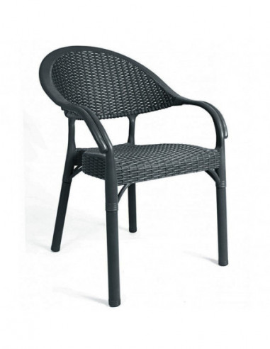 Sillón TORREMOLINOS, apilable, polipropileno antracita