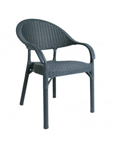 Sillón TORREMOLINOS, apilable, polipropileno gris azulado