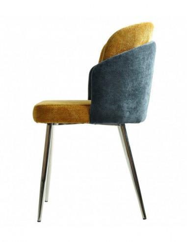 Silla DRESDE, cromada, tapizada chenilla azul y...