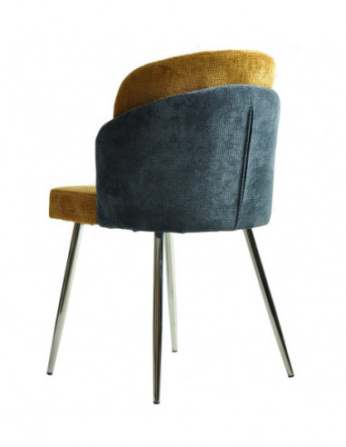 Silla DRESDE, cromada, tapizada chenilla azul y...