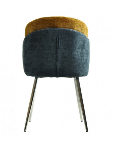 Silla DRESDE, cromada, tapizada chenilla azul y...