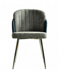 Silla DRESDE, cromada, tapizada chenilla azul y gris claro 2