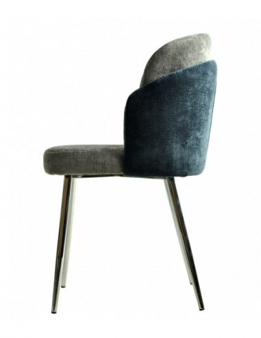 Silla DRESDE, cromada, tapizada chenilla azul y...