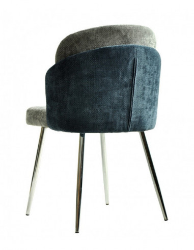 Silla DRESDE, cromada, tapizada chenilla azul y...