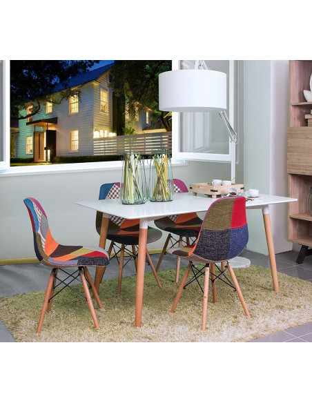 Mesa NURY, madera, tapa lacada blanca, 120 x 80 cms