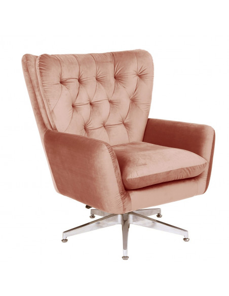 Sillón BÉCQUER, giratorio, regulable, tapizado velvet rosa