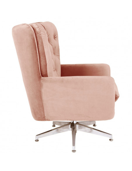 Sillón BÉCQUER, giratorio, regulable, tapizado velvet rosa
