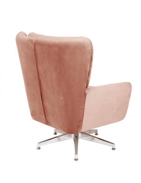Sillón BÉCQUER, giratorio, regulable, tapizado velvet rosa