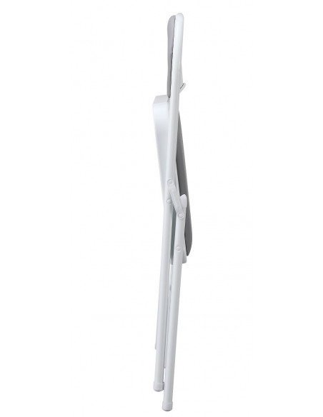 Silla SMART, plegable, metal, epoxi blanco, vinilo gris claro